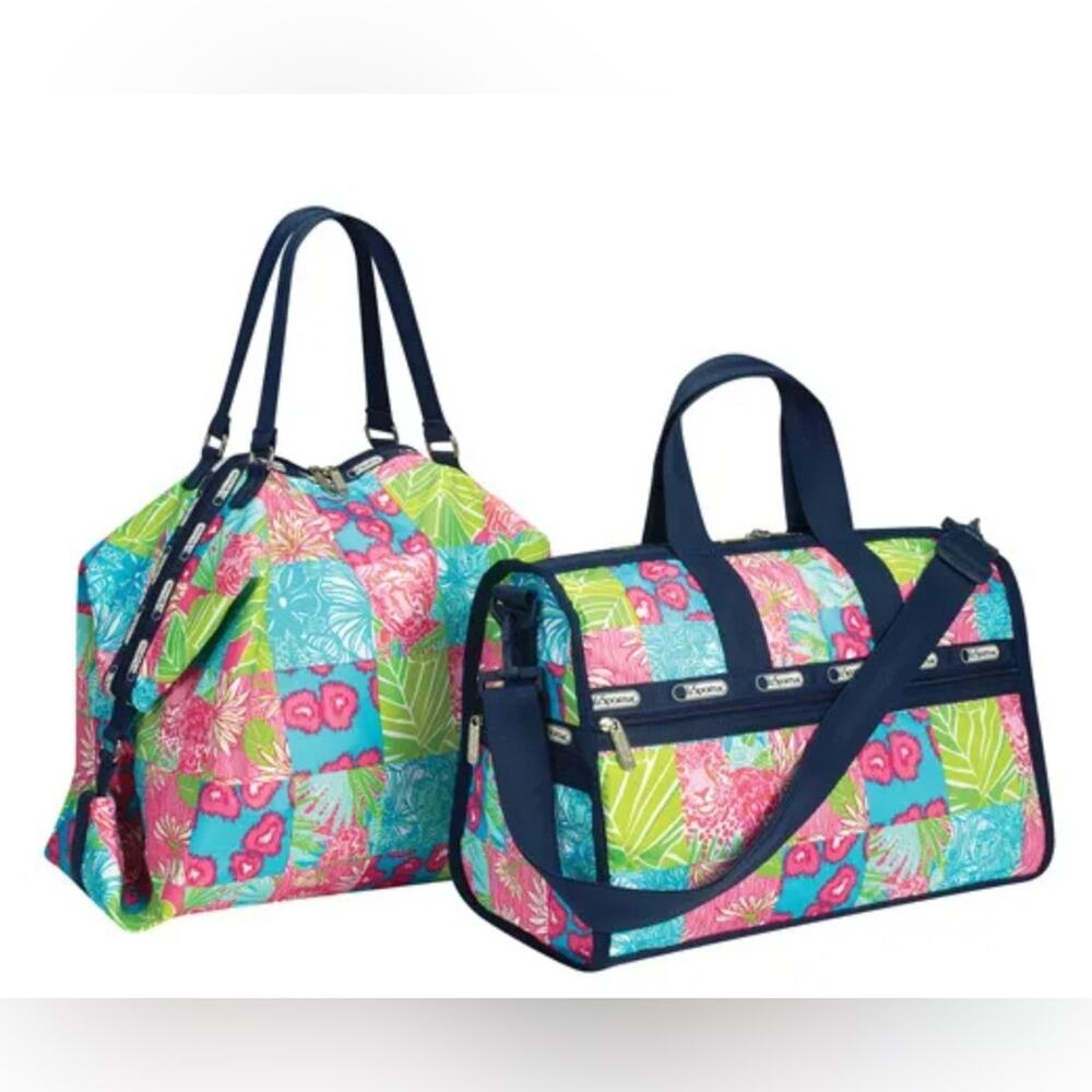 LeSportSac x Lilly Pulitzer Weekender Duffle Bag in Purrrfect Patch - Picture 15 of 15